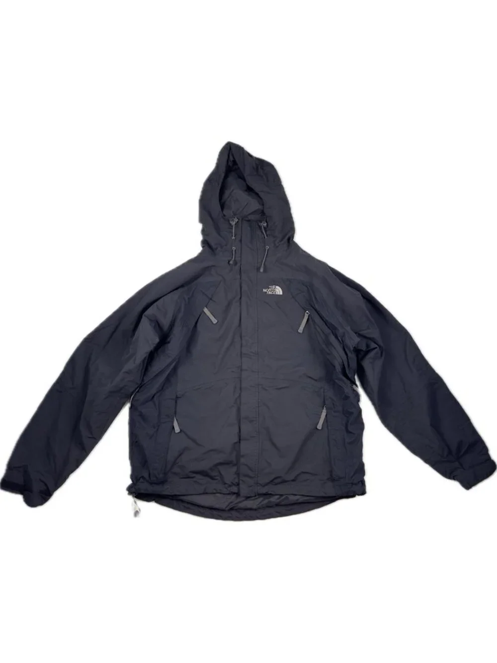 North Face Hyvent Waterproof Jacket Mens Size L Black Hooded Outdoor Hiking